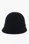 DIOR SOLID COLOR FELT ARY CLOCHE HAT WITH GOLDEN LOGO