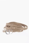 DIOR SOLID COLOR JUTE BELT WITH SILVER-TONE BUCKLE 15MM