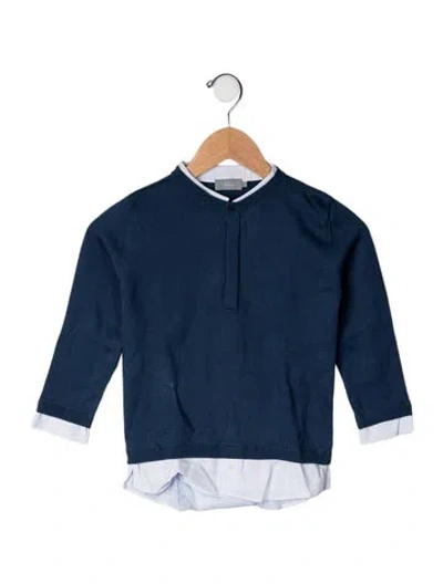 Pre-owned Dior Kids' Solid Sweater Top In Blue