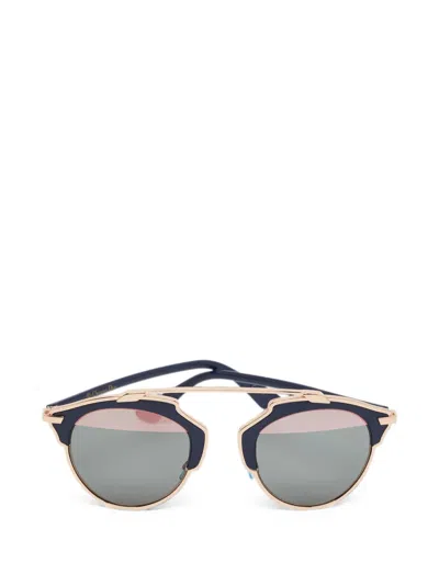 Pre-owned Dior Soreal1 Round Sunglasses In Blue