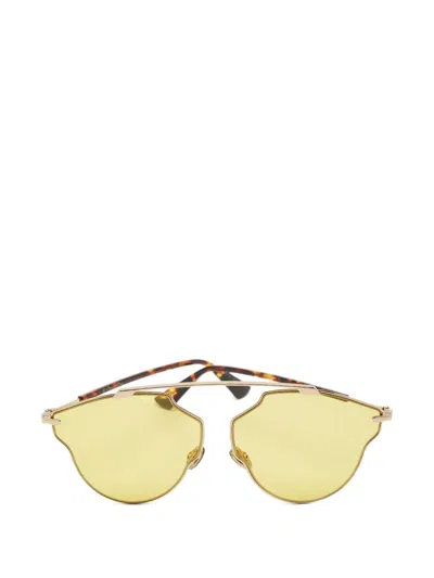 Pre-owned Dior Sorealpop Pilot-frame Sunglasses In Yellow