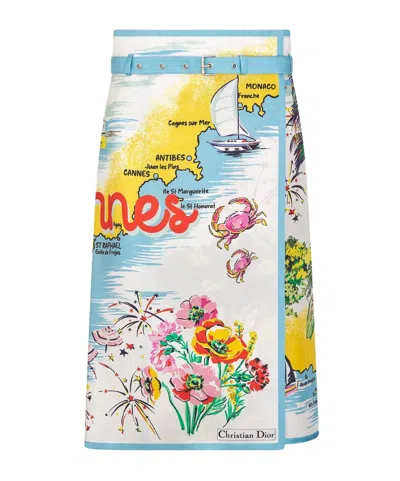 Dior Souvenir Mid-length Belted Skirt In White