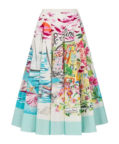 Dior Souvenir Mid-length Flared Skirt In Blue