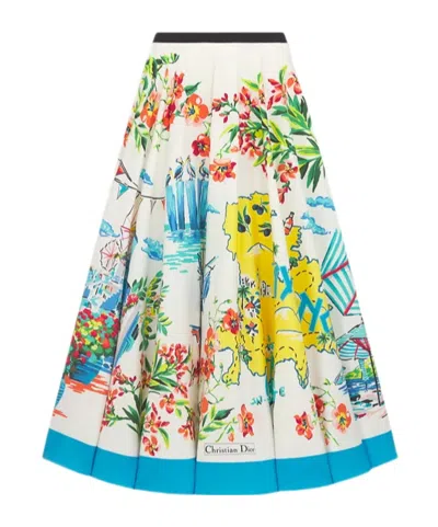 Dior Souvenir Mid-length Flared Skirt In White