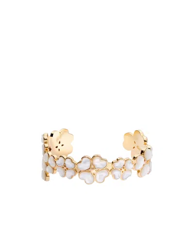 Dior Sparkling Clover Cuff Bracelet In Gold