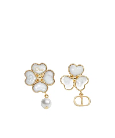 Dior Sparkling Clover Earrings In Metallic