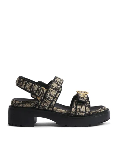 Dior Spongy Denim Platform Sandals In Nude