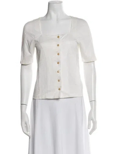 Pre-owned Dior Sport Square Neckline Button-up Top In White