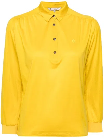 Pre-owned Dior Sports Logo Long-sleeves Polo Shirt In Yellow