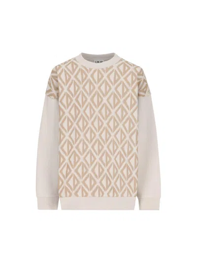 Dior Kids' Spray-effect Cd Diamond Print Crewneck Sweatshirt In Neutral