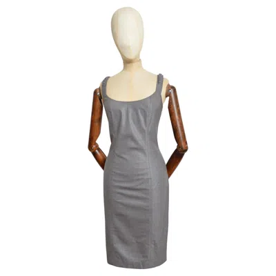 Pre-owned Dior Spring 2002 Christian  By John Galliano Pencil Grey Tailored Shift Dress In Gray