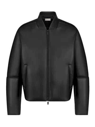 Dior Square-cut Leather Jacket In Black