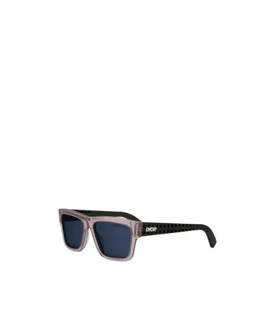 Dior Square Frame Sunglasses In Shiny Pink/blue
