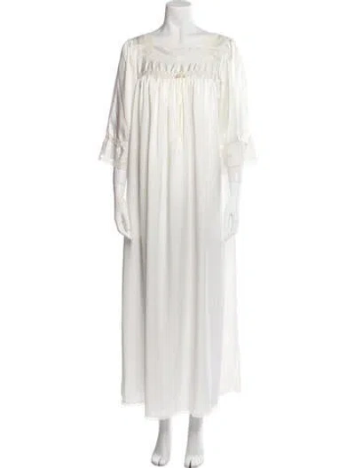 Pre-owned Dior Square Neckline Long Dress In White