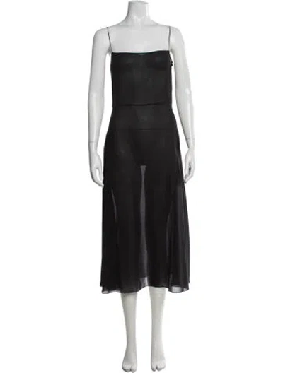 Pre-owned Dior Square Neckline Midi Length Dress In Black