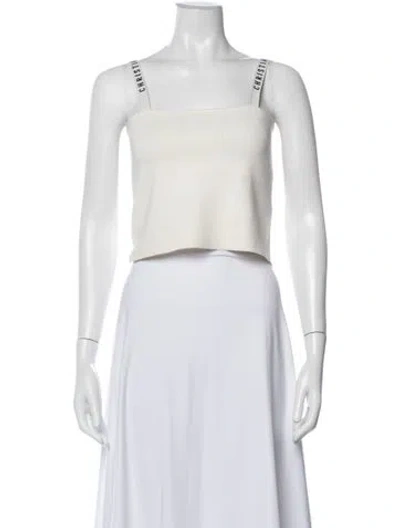 Pre-owned Dior Square Neckline Sleeveless Crop Top In White