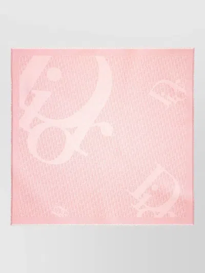 Dior Square Scarf Frayed Edges Refined Shape In Pink