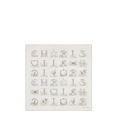 Dior Square Silk Scarf In White