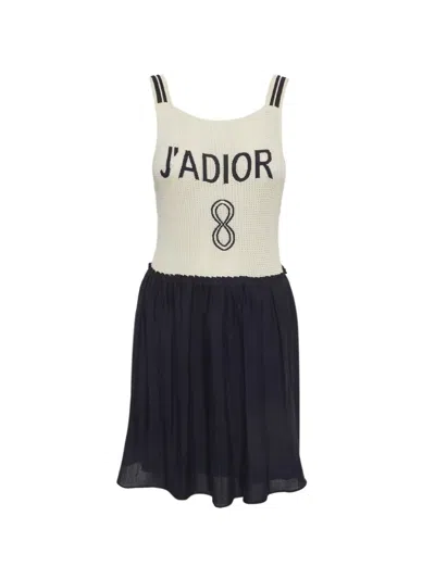 Pre-owned Dior Square-neck Mini Dress In Neutral