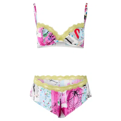 Pre-owned Dior S/s 2003 ‘filth' Silk Bra & Underwear Lingerie Set In Sand