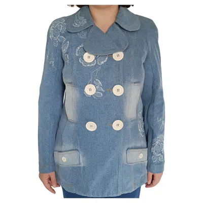 Pre-owned Dior Ss 2005 Christian  & Galliano Denim Jacket Sz 42 Fr Us 10 46 It In Gray