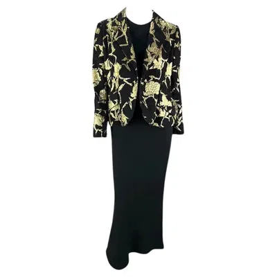 Pre-owned Dior S/s 2006 Christian  Haute Couture By Galliano Gold Black Dress Jacket Set