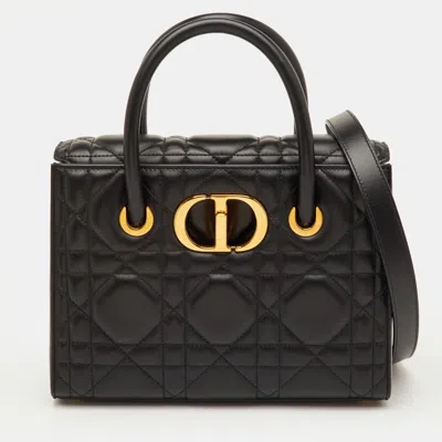 Pre-owned Dior St Honoré Medium Black Cannage Leather Tote