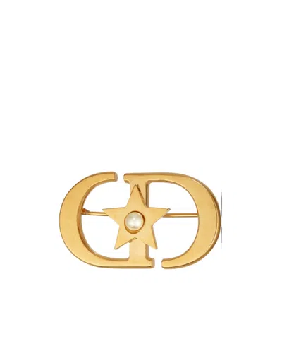Dior Star Brooch In Yellow