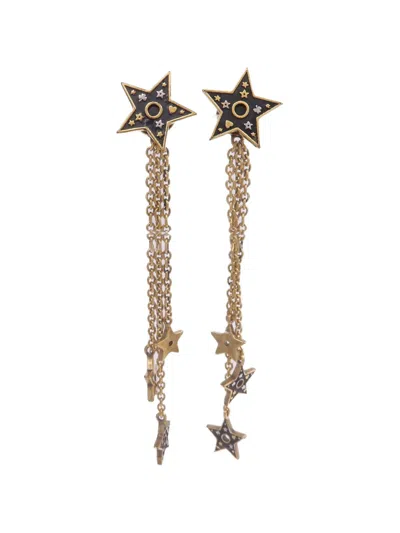 Pre-owned Dior Star Drop Earrings In Gold