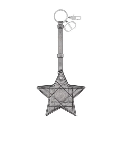 Dior Star Mirror Key Ring In Gray