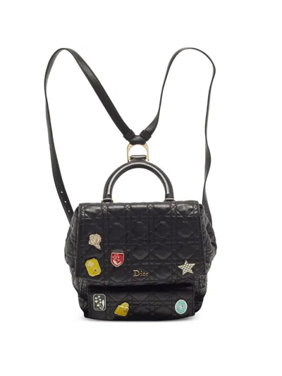 Pre-owned Dior Stardust Cannage Backpack In Black