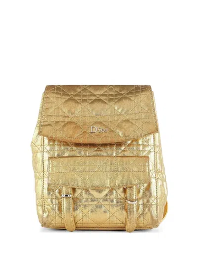 Pre-owned Dior Stardust Leather Backpack In Gold