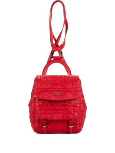 Pre-owned Dior Stardust Quilted Flap Backpack In Red