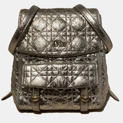 Pre-owned Dior Stardust Silver Leather Backpack