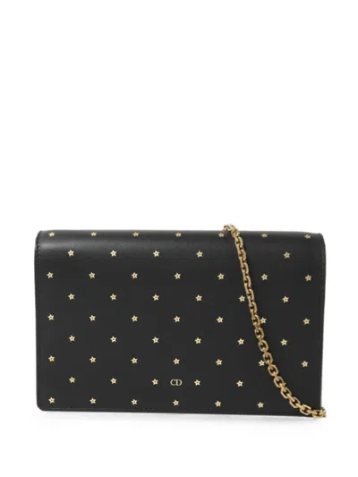 Pre-owned Dior Star-studded Leather Shoulder Bag In Black