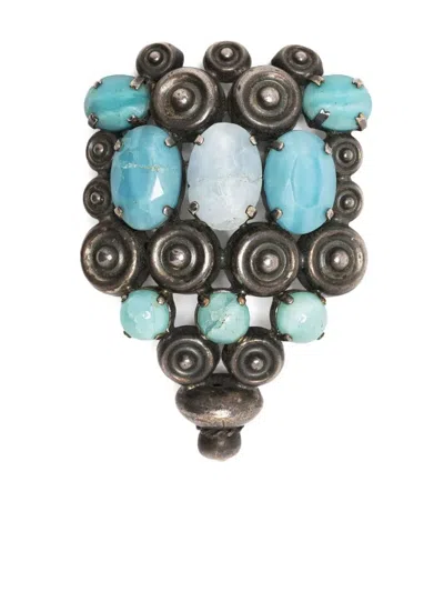 Pre-owned Dior  Stone-embellished Brooch In Silver