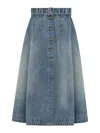 Dior Stonewashed Cotton Denim Flared Midi Skirt In Blue In Blue