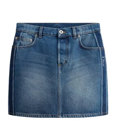 Dior Straight Miniskirt In Blue