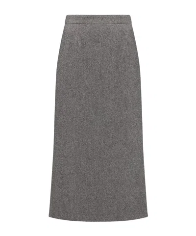 Dior Straight Wool Skirt In Gray