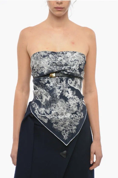 Dior Strapless Silk Top With Belt In Black