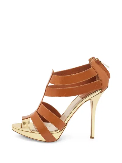 Pre-owned Dior Strappy Leather Sandals In Brown