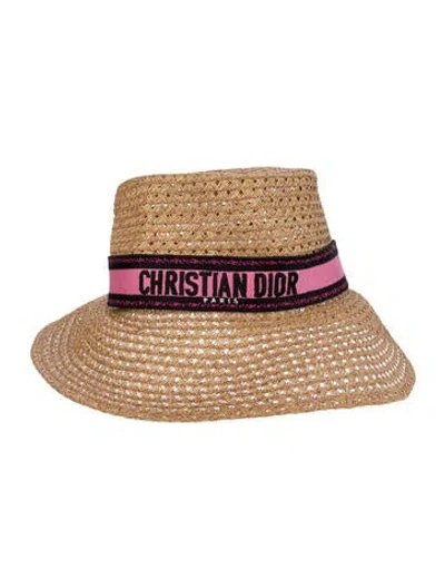 Pre-owned Dior Straw Beach Hat In Neutral