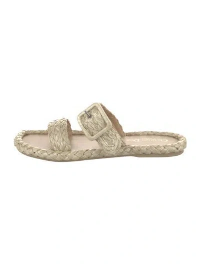 Pre-owned Dior Straw Braided Accents Slides In Neutral