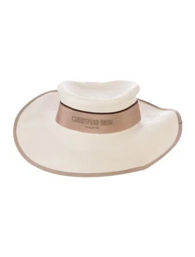Pre-owned Dior Straw Fedora Hat In Neutral