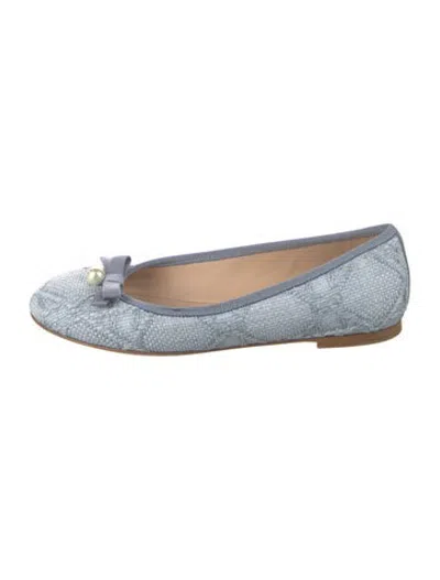 Pre-owned Dior Straw Patterned Ballet Flats In Blue