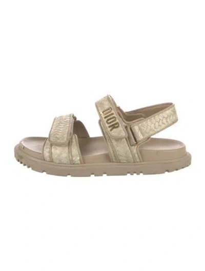 Pre-owned Dior Straw Slingback Sandals In Neutral