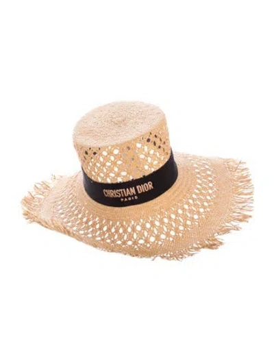 Pre-owned Dior Straw Sun Hat In Brown