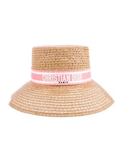 Pre-owned Dior Straw Sun Hat W/tags In Neutrals