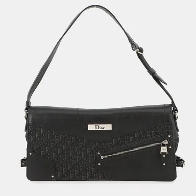 Pre-owned Dior Street Chic One Shoulder Bag Black Canvas Leather