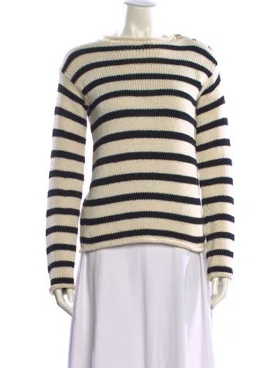 Pre-owned Dior Striped Bateau Neckline Sweater In Neutral